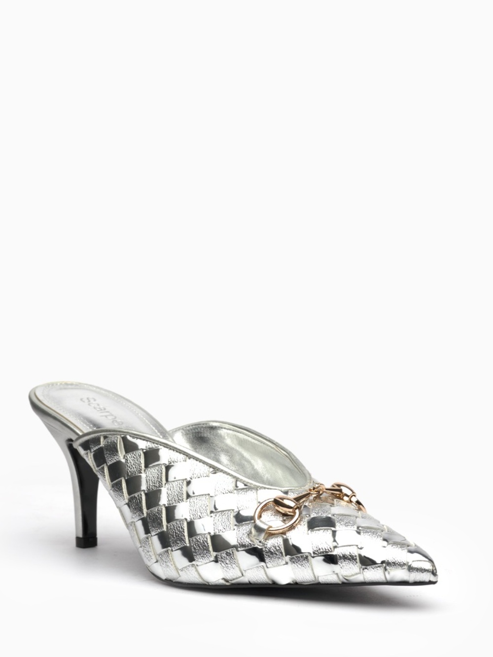 Fiorenza Patent Leather Mule: Basketweave, Horsebit, 75mm Heel
